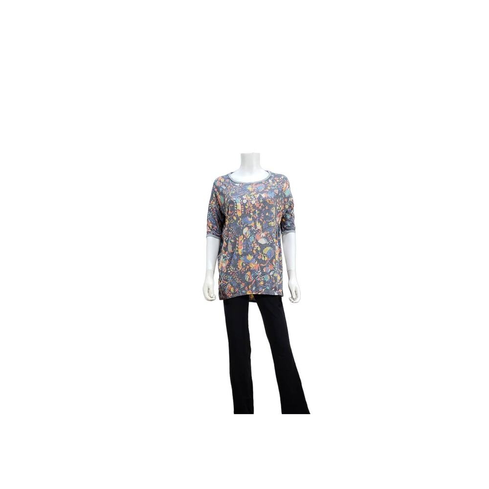 LuLaRoe Irma Women's Gray Floral High-Lo Scoop Neck Top, Size: XX-Small, New